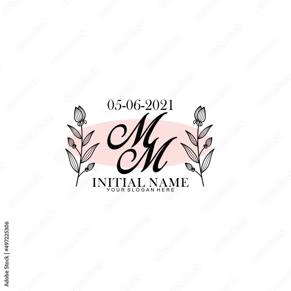 MM Initial letter handwriting and signature logo. Beauty vector initial logo .Fashion boutique floral and botanical MM Initial letter handwriting and signature logo. Beauty vector initial logo .Fashion boutique floral and botanical