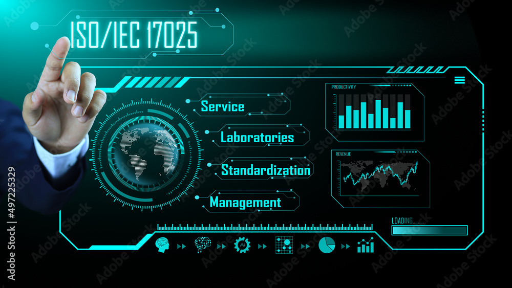 the hand is pointing to ISO IEC 17025, the global standard for industrial product certification. on the management of laboratory services, and calibration testing standards. the hand is pointing to ISO IEC 17025, the global standard for industrial product certification. on the management of laboratory services, and calibration testing standards.