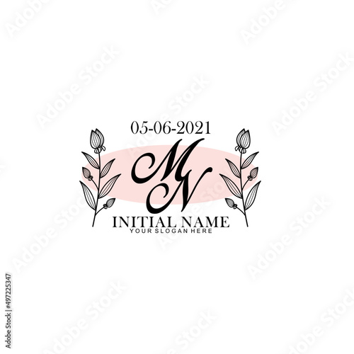 MN Initial letter handwriting and signature logo. Beauty vector initial logo .Fashion  boutique  floral and botanical