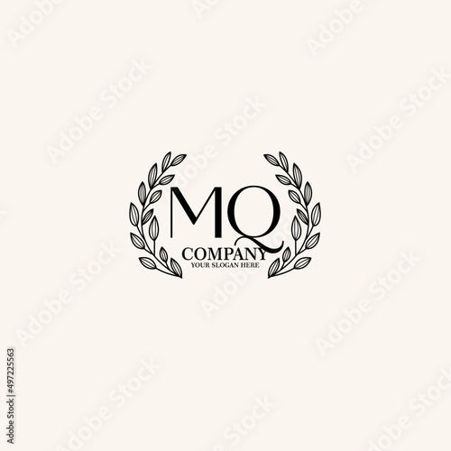 MQ Beauty vector initial logo art  handwriting logo of initial signature, wedding, fashion, jewelry, boutique, floral