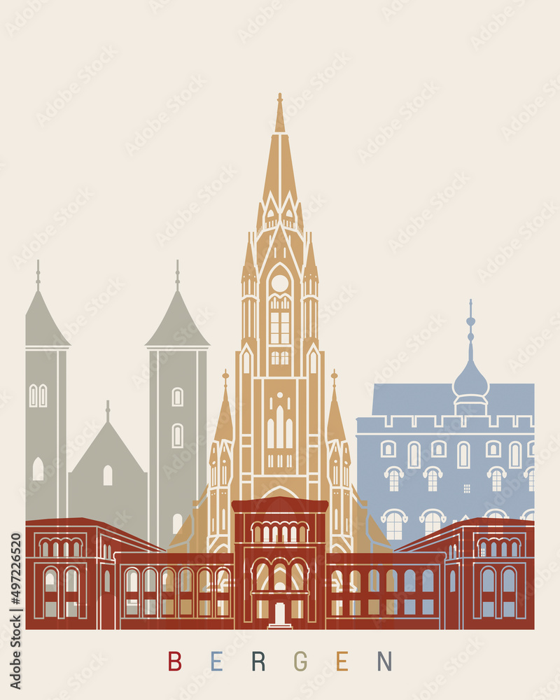 Fototapeta premium Bergen skyline poster