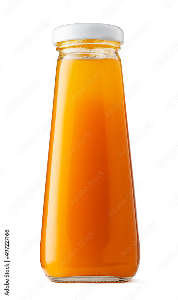 Orange juice glass bottle isolated on white background Orange juice glass bottle isolated on white background