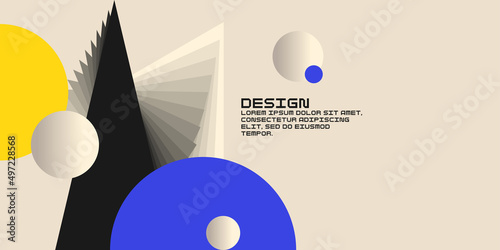Composition with geometric shapes. Abstract background for design. Trendy stylish graphics. Experimental design