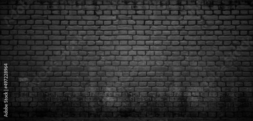 Black brick wall texture, brick surface as background