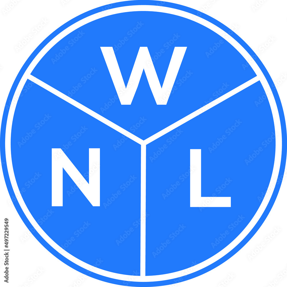 WNL letter logo design on white background. WNL creative circle letter logo concept. WNL letter design. WNL letter logo design on white background. WNL creative circle letter logo concept. WNL letter design.