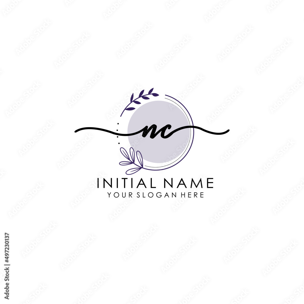 NC Luxury initial handwriting logo with flower template, logo for beauty, fashion, wedding, photography NC Luxury initial handwriting logo with flower template, logo for beauty, fashion, wedding, photography