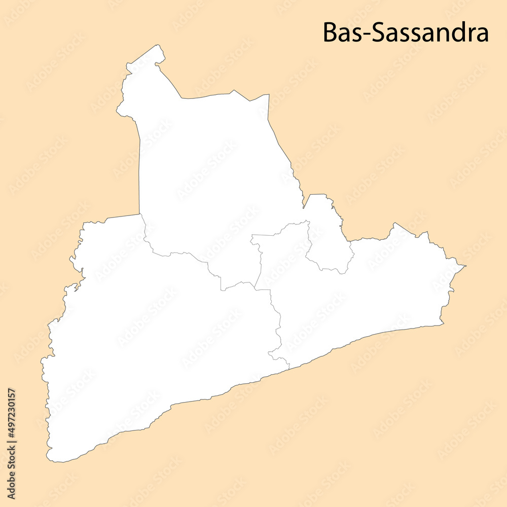 High Quality map of Bas-Sassandra is a region of Ivory Coast High Quality map of Bas-Sassandra is a region of Ivory Coast