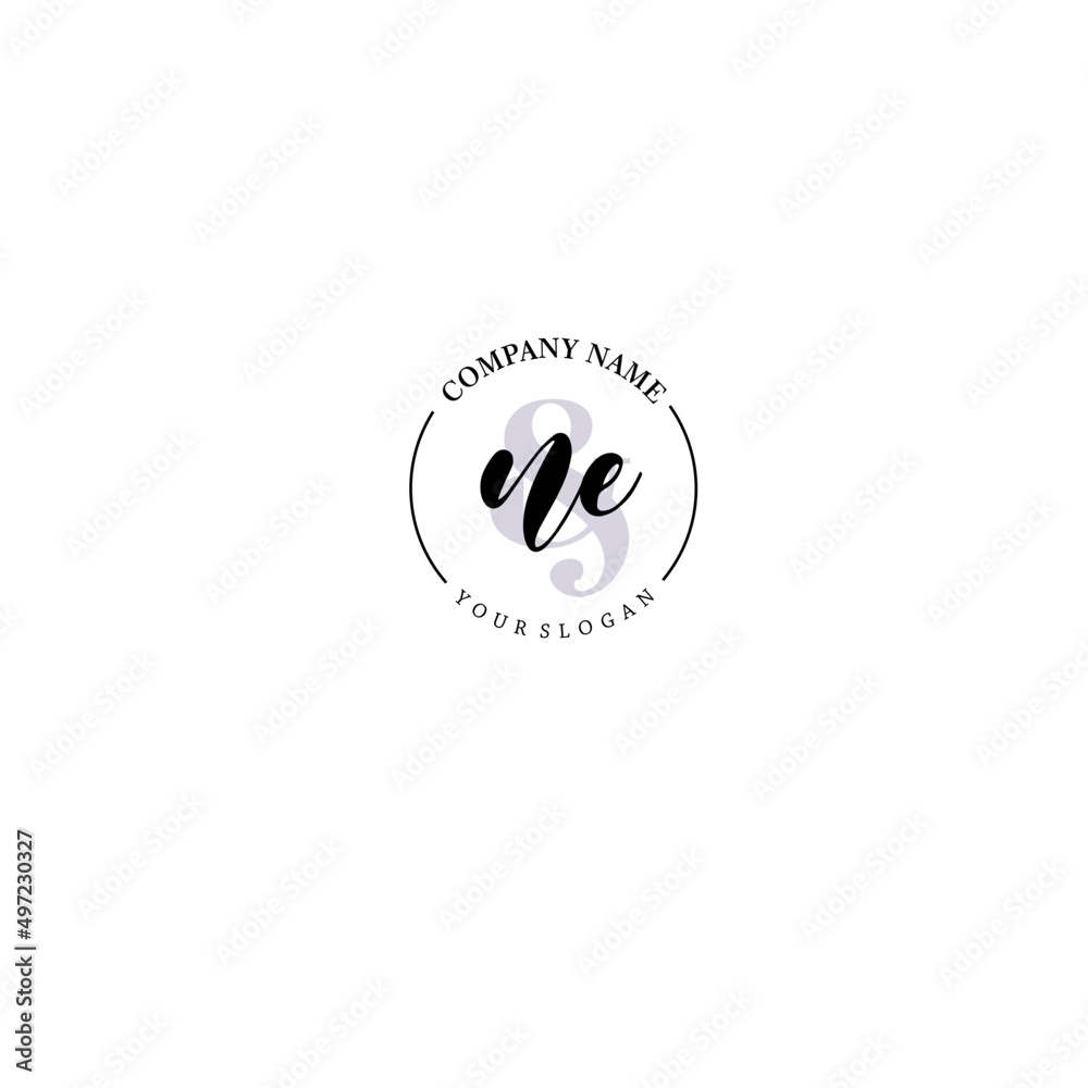 NE Initial letter handwriting and signature logo. Beauty vector initial logo .Fashion boutique floral and botanical NE Initial letter handwriting and signature logo. Beauty vector initial logo .Fashion boutique floral and botanical