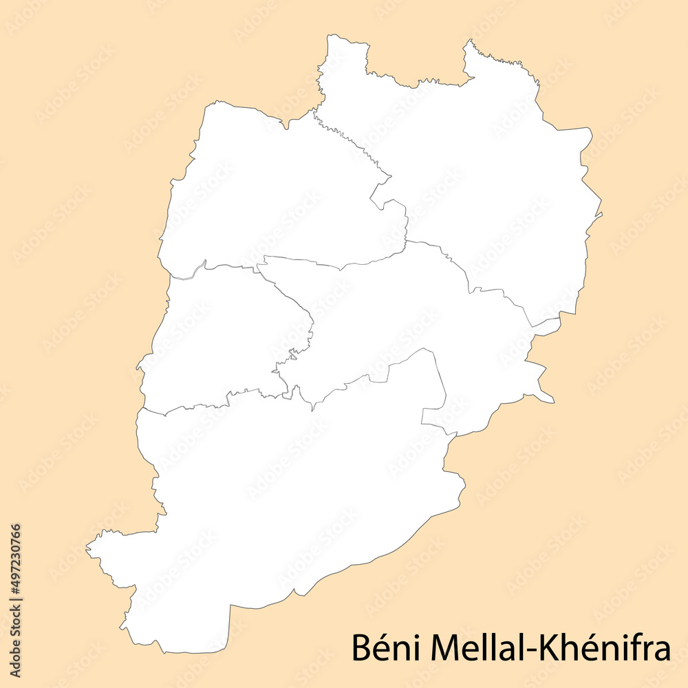 High Quality map of Beni Mellal-Khenifra is a province of Morocc