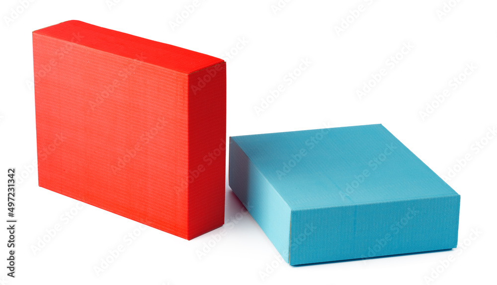 Fototapeta premium Colorful paper gift boxes isolated on white