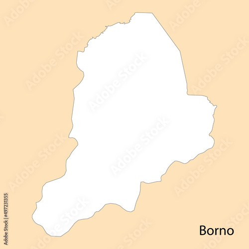 High Quality map of Borno is a region of Nigeria