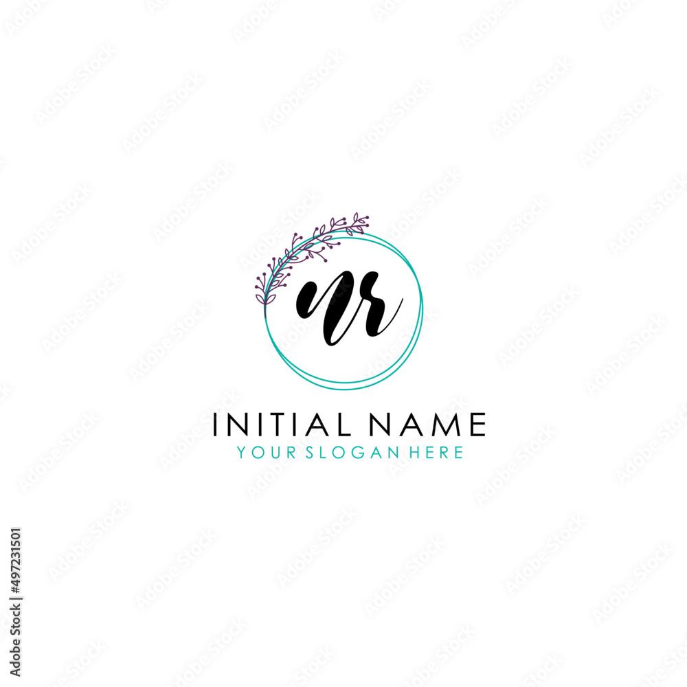 NR Initial letter handwriting and signature logo. Beauty vector initial logo .Fashion  boutique  floral and botanical