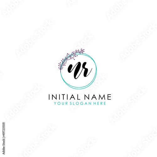 NR Initial letter handwriting and signature logo. Beauty vector initial logo .Fashion boutique floral and botanical