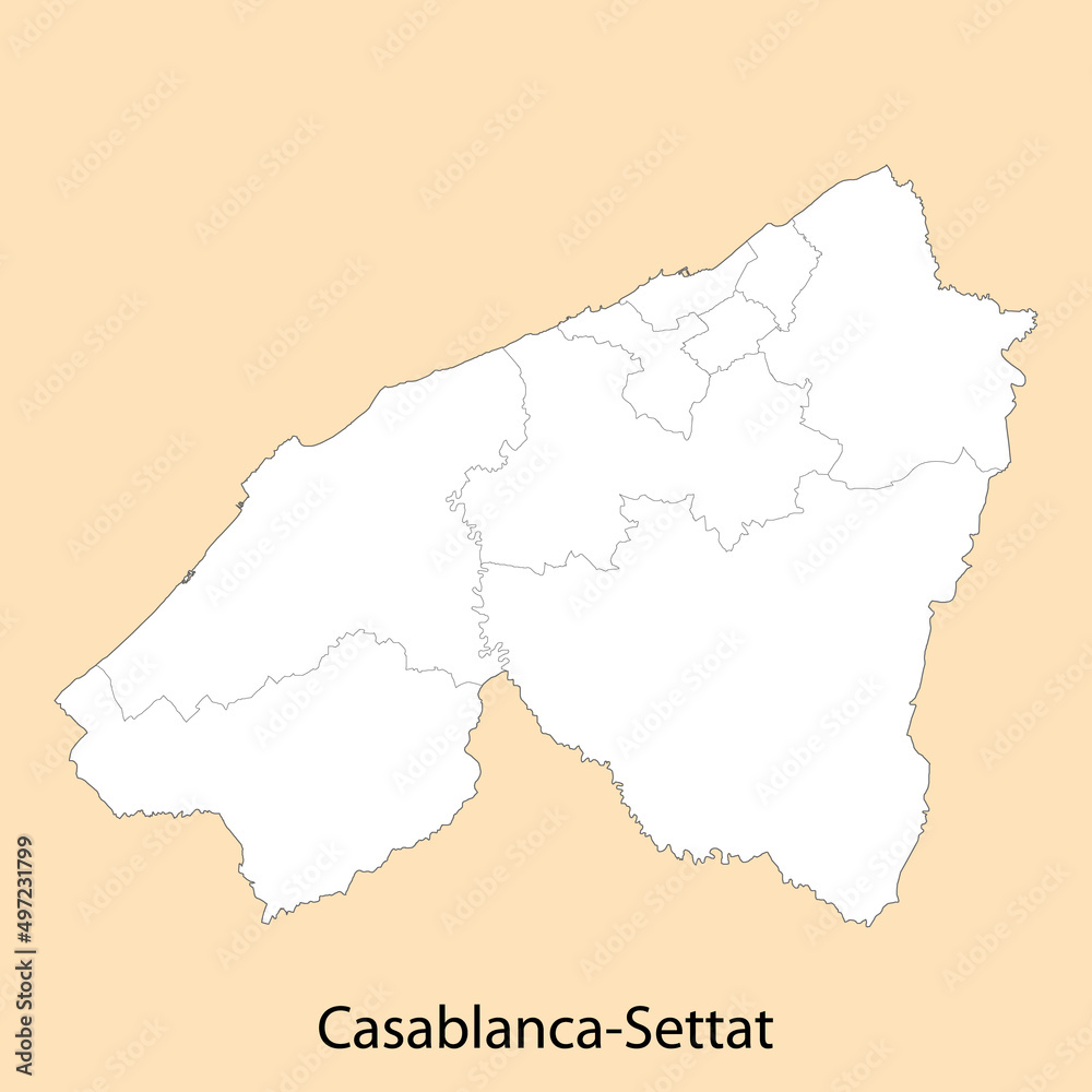 High Quality map of Casablanca-Settat is a province of Morocco