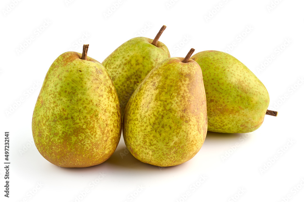Juicy fresh ripe Comice pears, isolated on white background. Juicy fresh ripe Comice pears, isolated on white background.