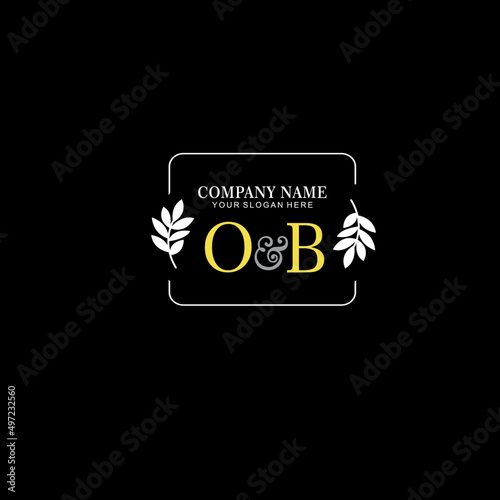OB Beauty vector initial logo art handwriting logo of initial signature, wedding, fashion, jewelry, boutique, floral