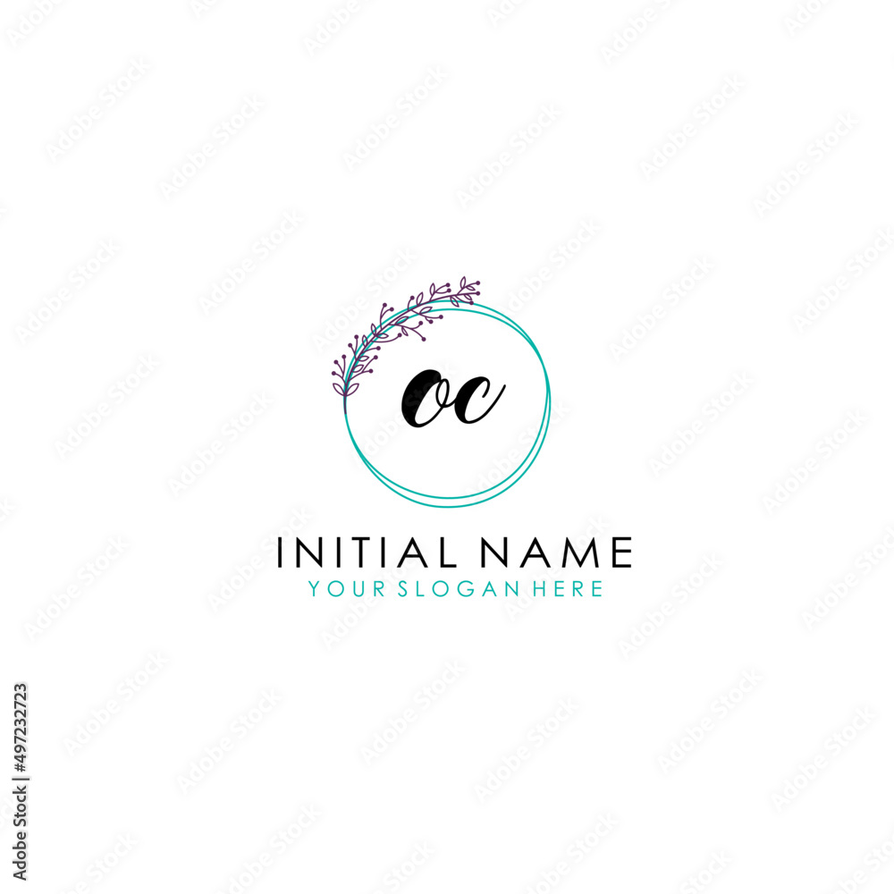 OC Initial letter handwriting and signature logo. Beauty vector initial logo .Fashion  boutique  floral and botanical
