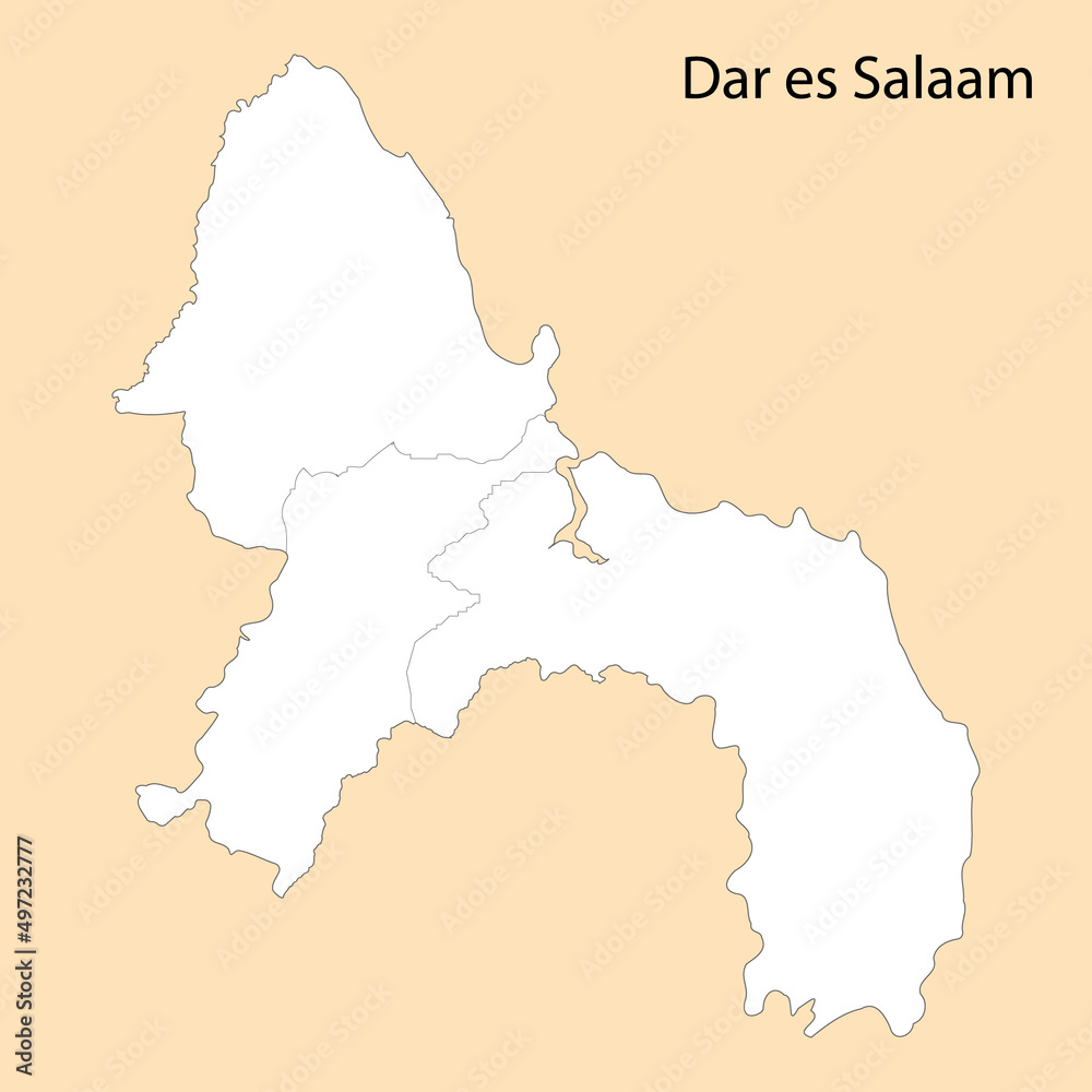 High Quality map of Dar es Salaam is a region of Tanzania High Quality map of Dar es Salaam is a region of Tanzania
