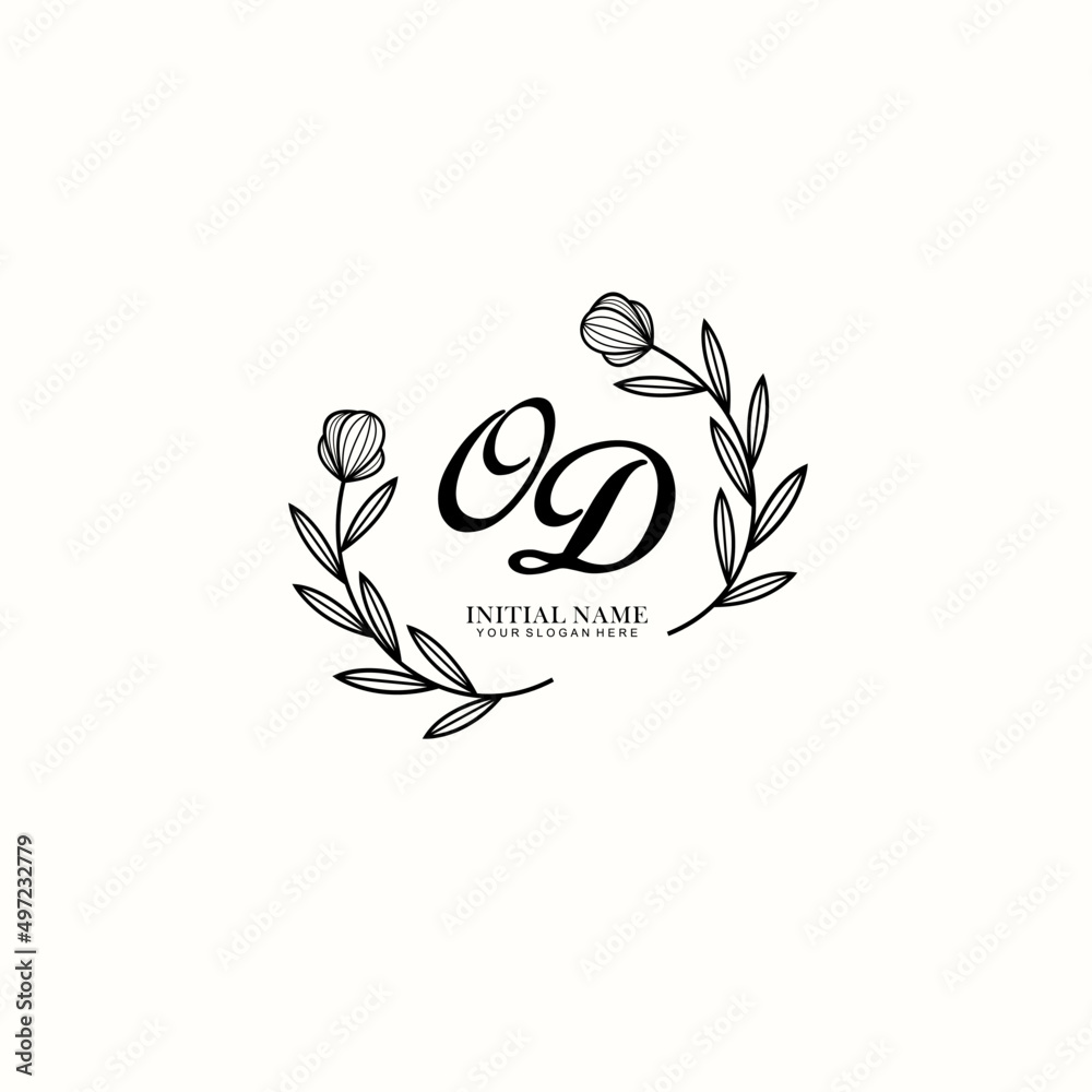 OD Initial letter handwriting and signature logo. Beauty vector initial logo .Fashion  boutique  floral and botanical