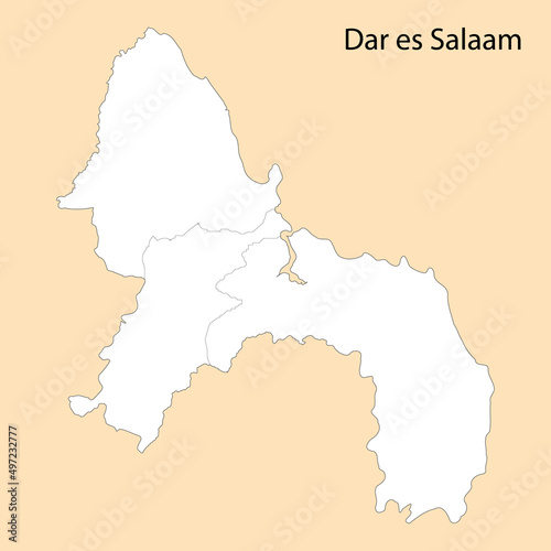 High Quality map of Dar es Salaam is a region of Tanzania