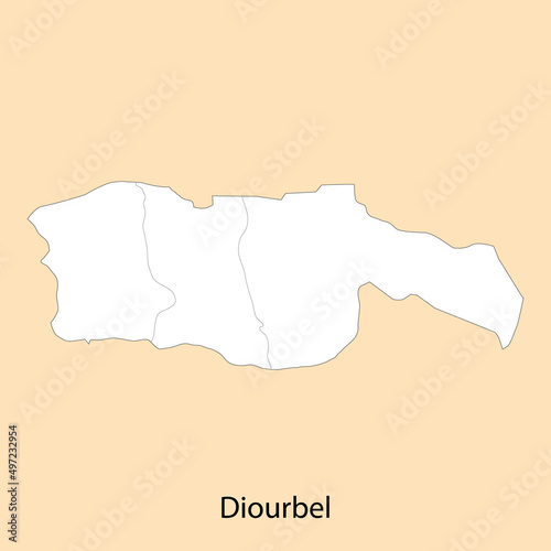 High Quality map of Diourbel is a region of Senegal,