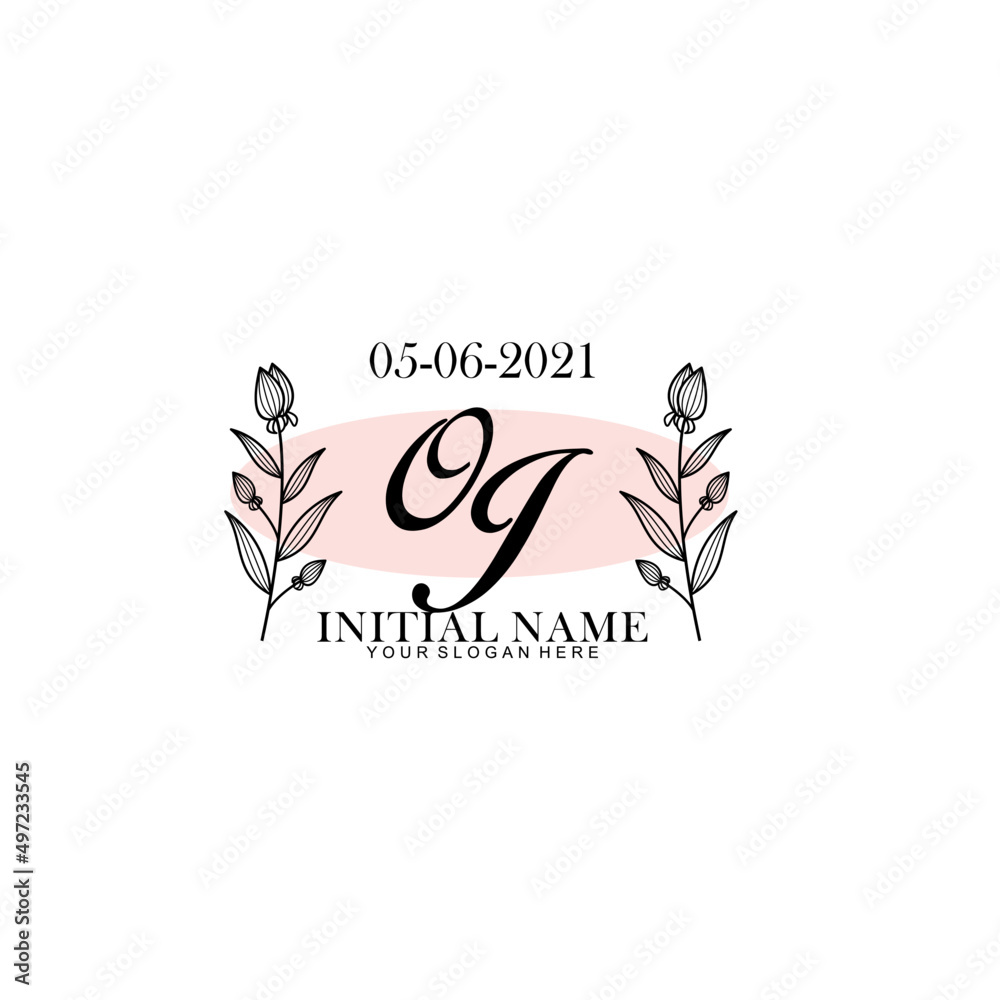 OJ Initial letter handwriting and signature logo. Beauty vector initial logo .Fashion  boutique  floral and botanical