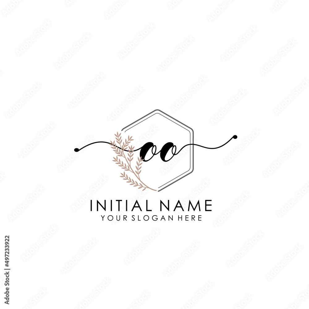 OO Luxury initial handwriting logo with flower template, logo for beauty, fashion, wedding, photography OO Luxury initial handwriting logo with flower template, logo for beauty, fashion, wedding, photography