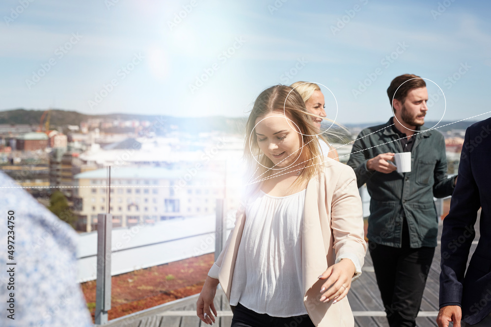 Business people having coffee break on rooftop Business people having coffee break on rooftop