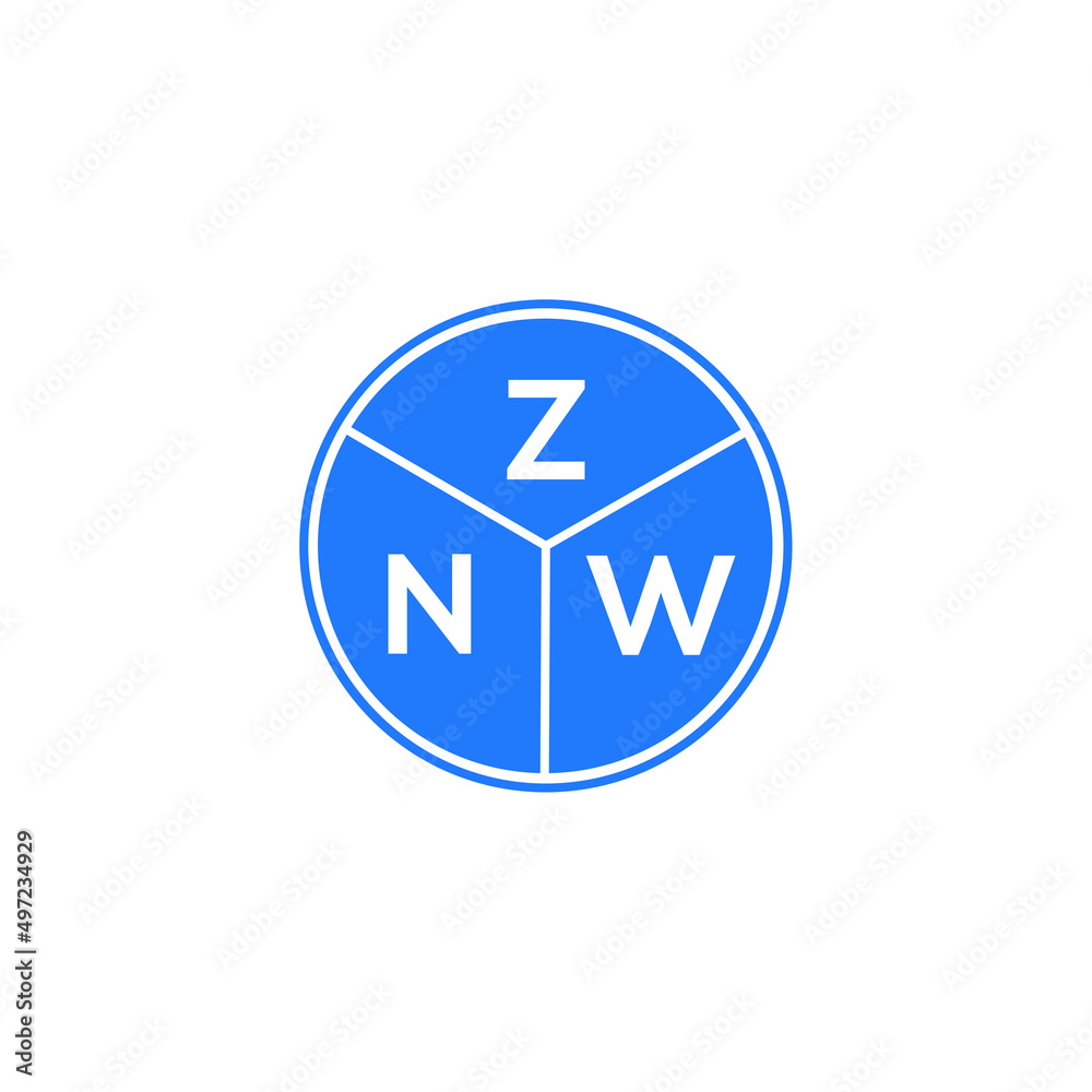 ZNW letter logo design on white background. ZNW creative circle letter logo concept. ZNW letter design. ZNW letter logo design on white background. ZNW creative circle letter logo concept. ZNW letter design.