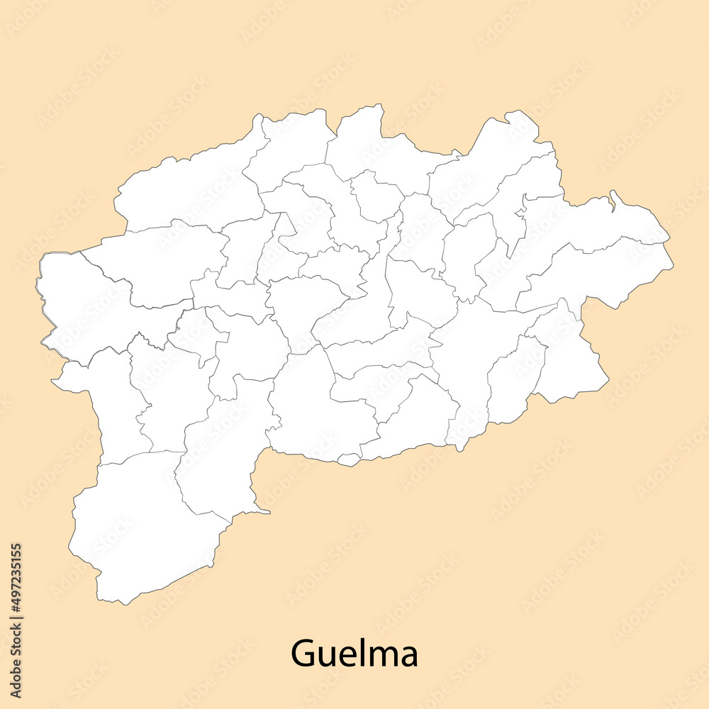 High Quality map of Guelma is a province of Algeria