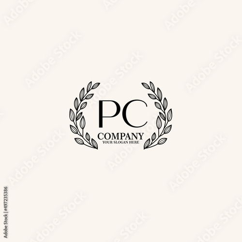 PC Beauty vector initial logo art handwriting logo of initial signature, wedding, fashion, jewelry, boutique, floral © Rensi