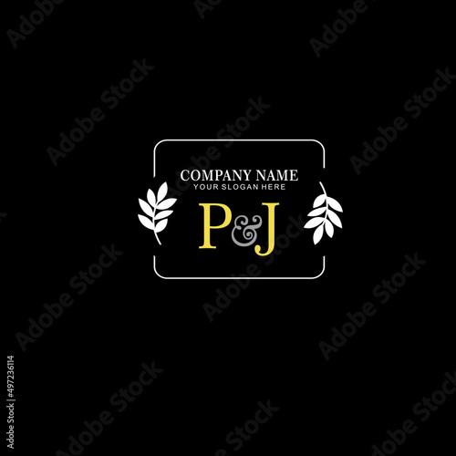 PJ Beauty vector initial logo art handwriting logo of initial signature, wedding, fashion, jewelry, boutique, floral