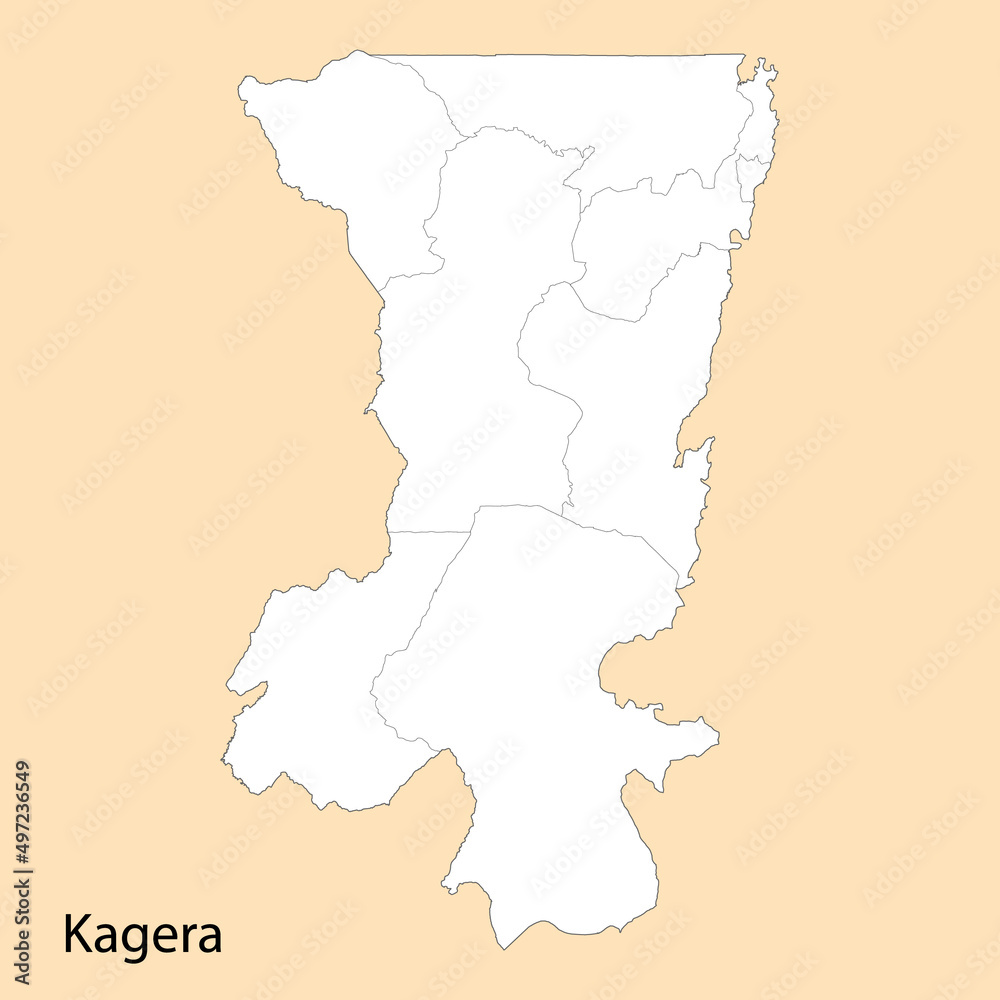 Obraz premium High Quality map of Kagera is a region of Tanzania