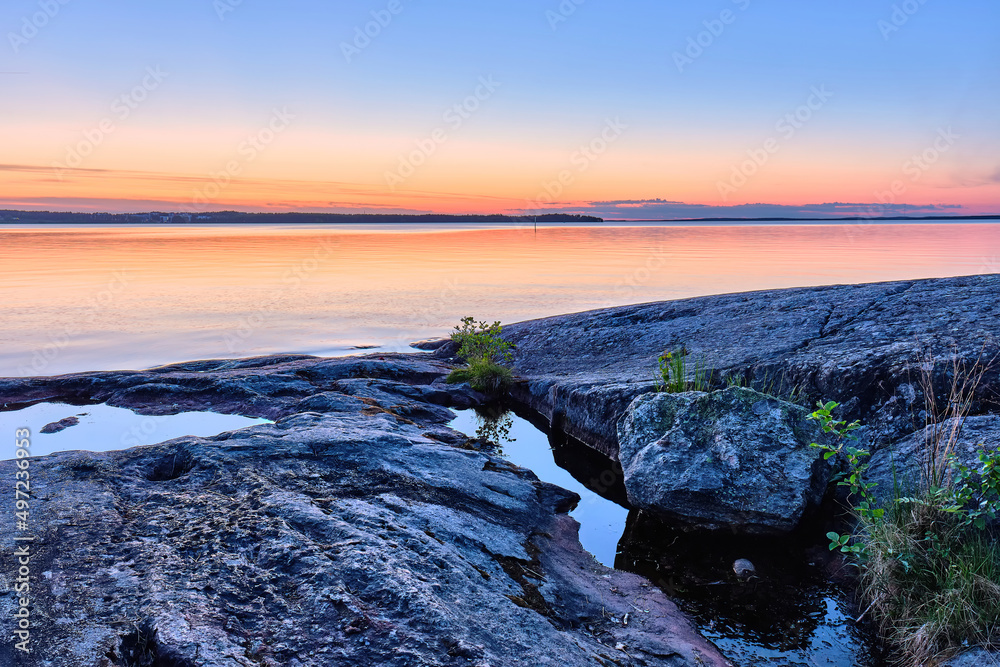 Stunning twilight over lake Näsijärvi in Tampere