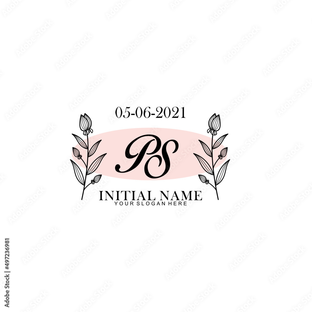 Obraz premium PS Initial letter handwriting and signature logo. Beauty vector initial logo .Fashion boutique floral and botanical