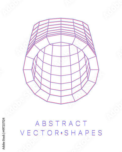 Geometric shape for design. Wireframe illustration. Molecular grid. 3d technology style. Vector illustration. Futuristic connection structure for chemistry and science.