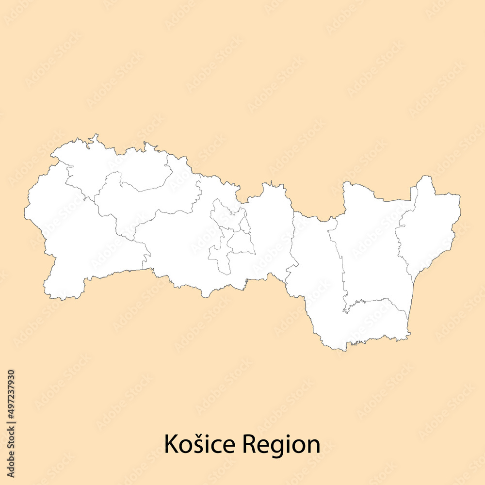 High Quality map of Kosice Region is a province of Slovakia High Quality map of Kosice Region is a province of Slovakia