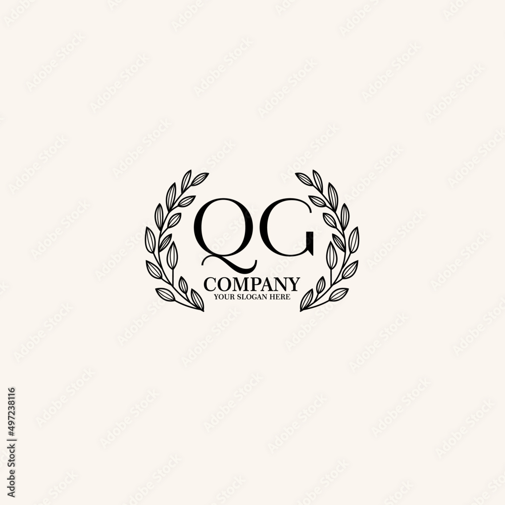 Obraz premium QG Beauty vector initial logo art handwriting logo of initial signature, wedding, fashion, jewelry, boutique, floral
