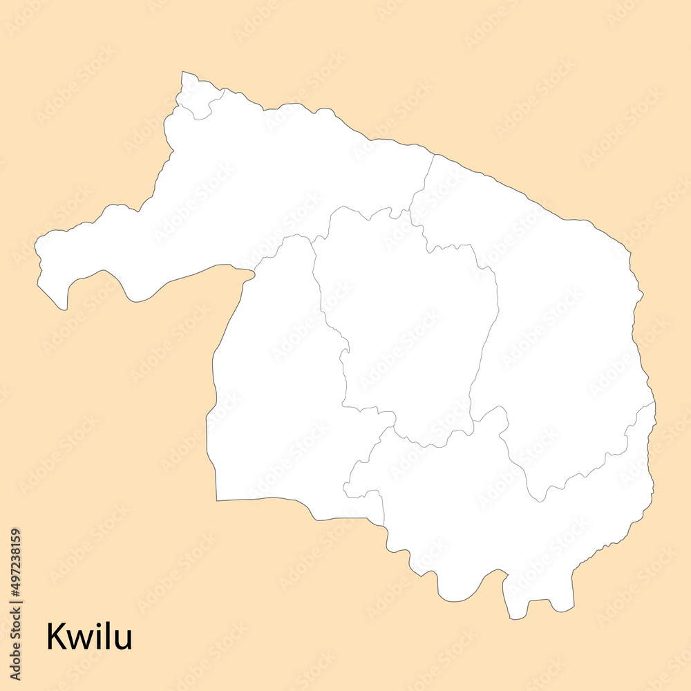 High Quality map of Kwilu is a region of DR Congo