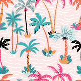 Seamless pattern with abstract palm trees
