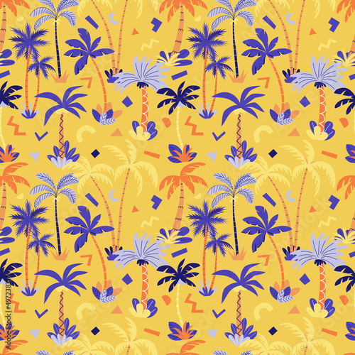 Seamless pattern with abstract palm trees