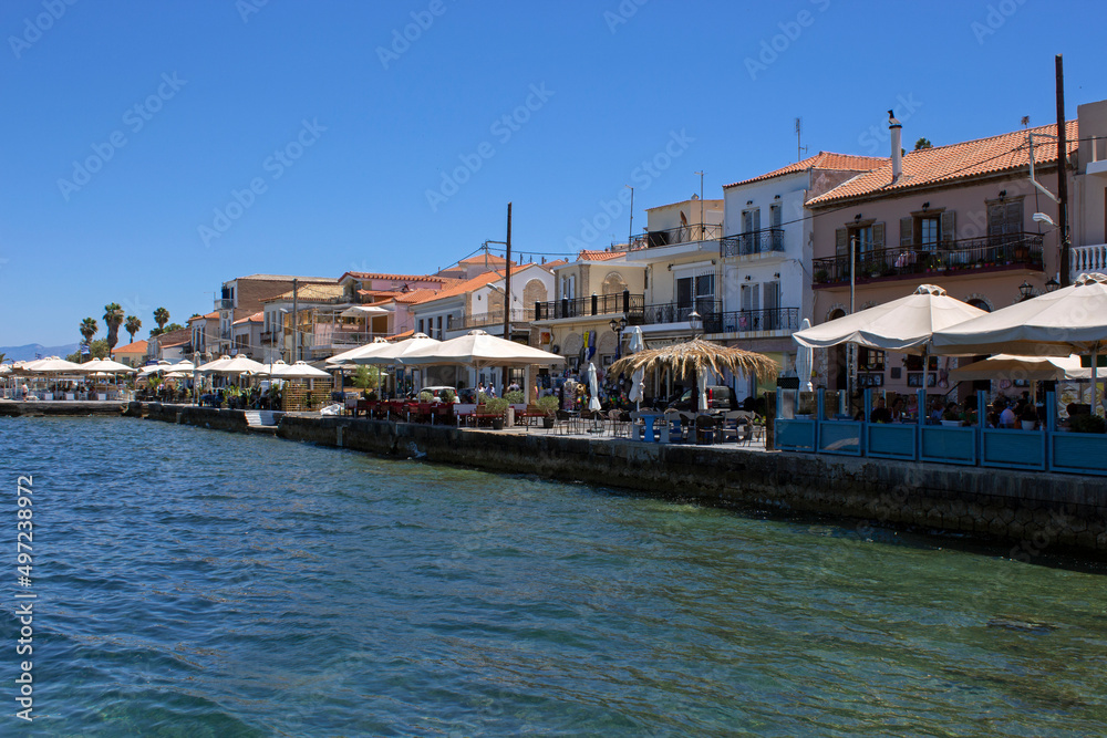  Koroni, a coastal town in Messenia, Peloponnese, Greece. Sunny day with blue sky