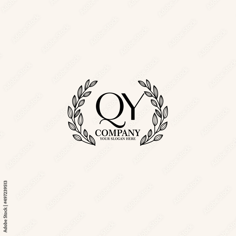 QY Beauty vector initial logo art  handwriting logo of initial signature  wedding  fashion  jewerly  boutique  floral