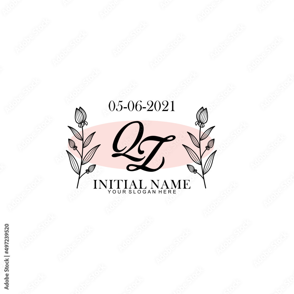 Obraz premium QZ Initial letter handwriting and signature logo. Beauty vector initial logo .Fashion boutique floral and botanical