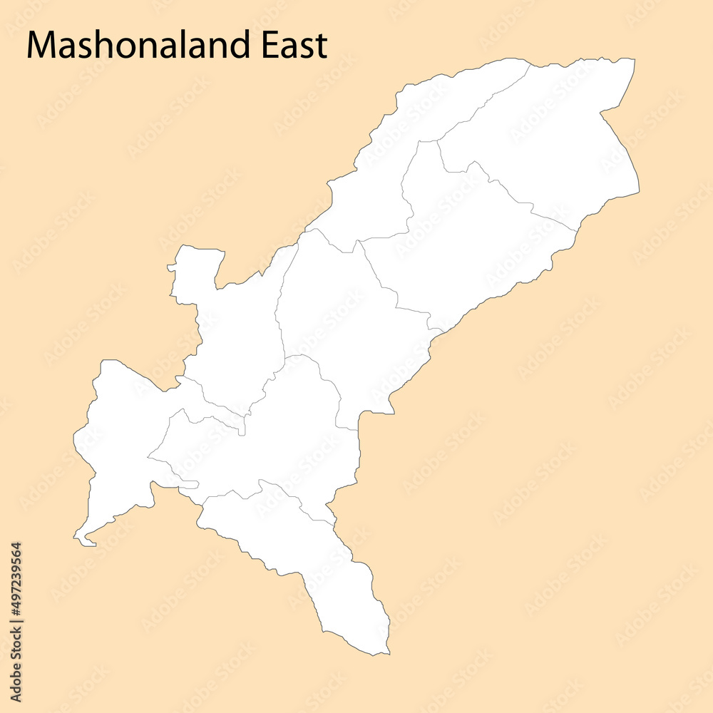 High Quality map of Mashonaland East is a region of Zimbabwe