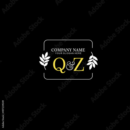 QZ Beauty vector initial logo art handwriting logo of initial signature wedding fashion jewerly boutique floral