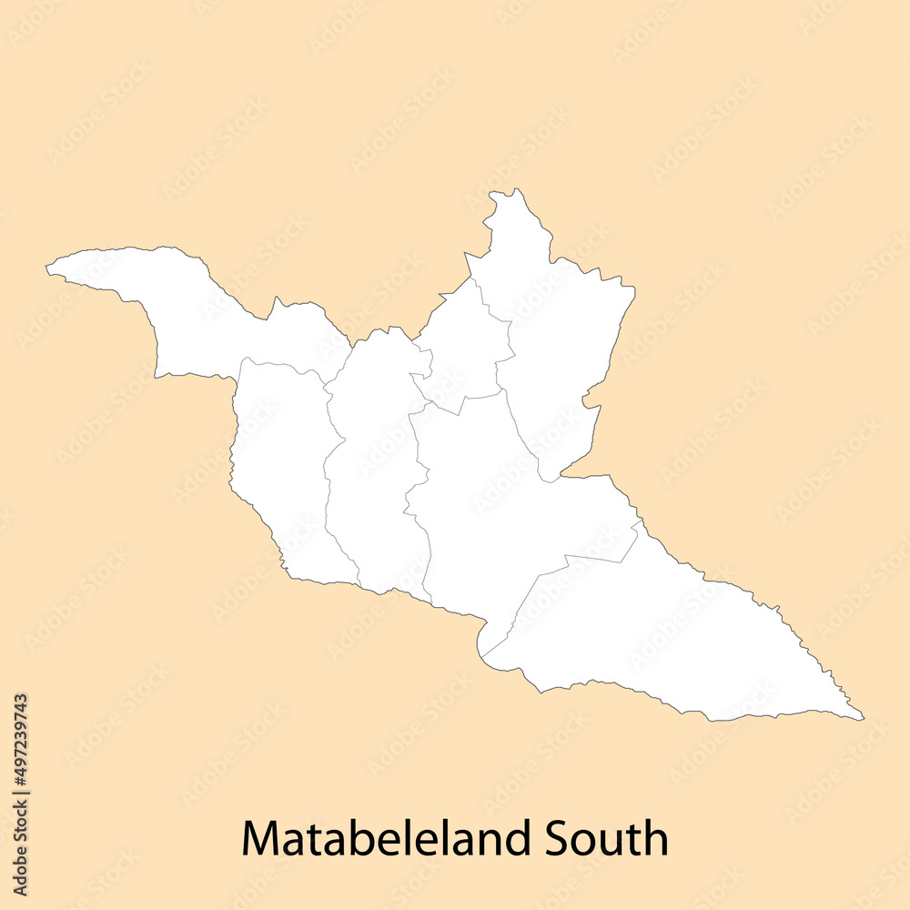 High Quality map of Matabeleland South is a region of Zimbabwe High Quality map of Matabeleland South is a region of Zimbabwe