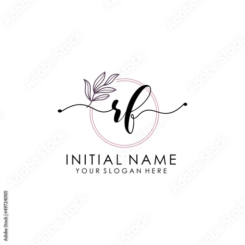 RF Luxury initial handwriting logo with flower template  logo for beauty  fashion  wedding  photography