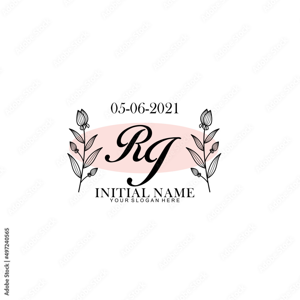 RJ Initial letter handwriting and signature logo. Beauty vector initial logo .Fashion  boutique  floral and botanical