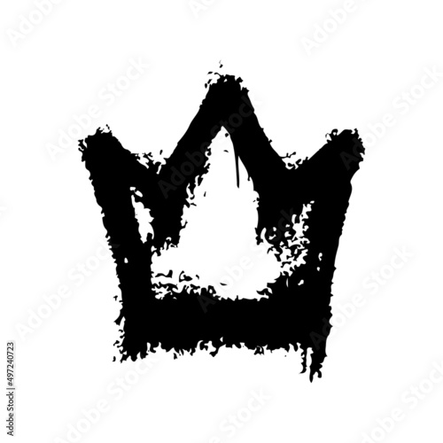 Crown icon. Black ink contour line sketch drawing. Front view. Vector simple flat graphic hand drawn illustration. Isolated object on a white background. Isolate.